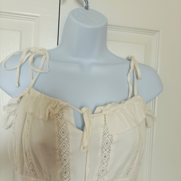 Forever 21 Ivory Mini Dress – Embroidered Bodice, Adjustable Straps, Size M - Picture 5 of 9